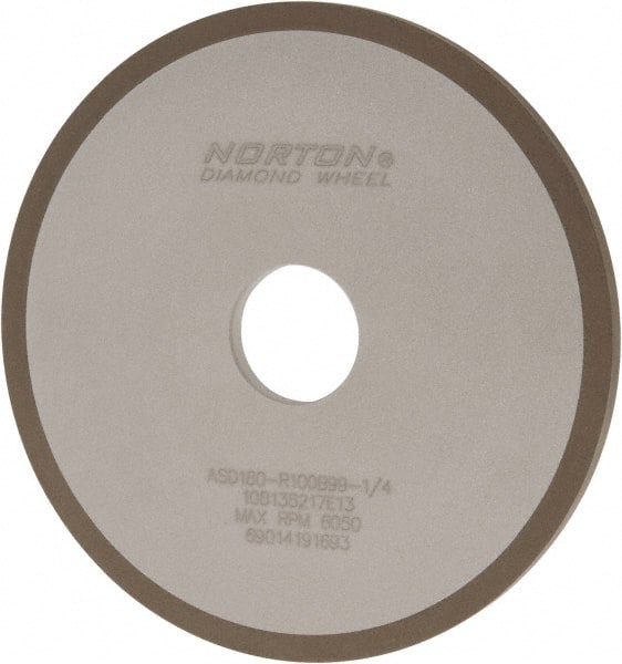 Norton - 6" Diam x 1-1/4" Hole x 1/4" Thick, 180 Grit Surface Grinding Wheel - Diamond, Type 1A1, Very Fine Grade, Resinoid Bond - Exact Tooling