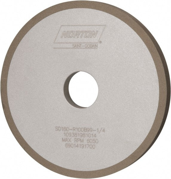 Norton - 6" Diam x 1-1/4" Hole x 1/2" Thick, 180 Grit Surface Grinding Wheel - Diamond, Type 1A1, Very Fine Grade, Resinoid Bond - Exact Tooling