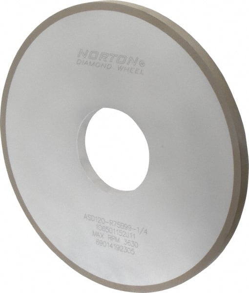 Norton - 10" Diam x 3" Hole x 1/2" Thick, 120 Grit Surface Grinding Wheel - Diamond, Type 1A1, Fine Grade, Resinoid Bond - Exact Tooling