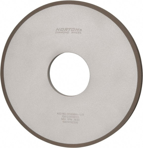 Norton - 10" Diam x 3" Hole x 1/2" Thick, 180 Grit Surface Grinding Wheel - Diamond, Type 1A1, Very Fine Grade, Resinoid Bond - Exact Tooling