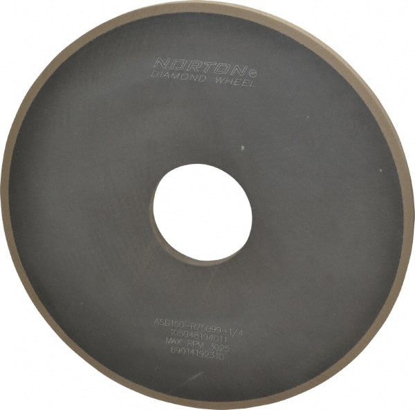 Norton - 12" Diam x 3" Hole x 1/2" Thick, 150 Grit Surface Grinding Wheel - Diamond, Type 1A1, Very Fine Grade, Resinoid Bond - Exact Tooling
