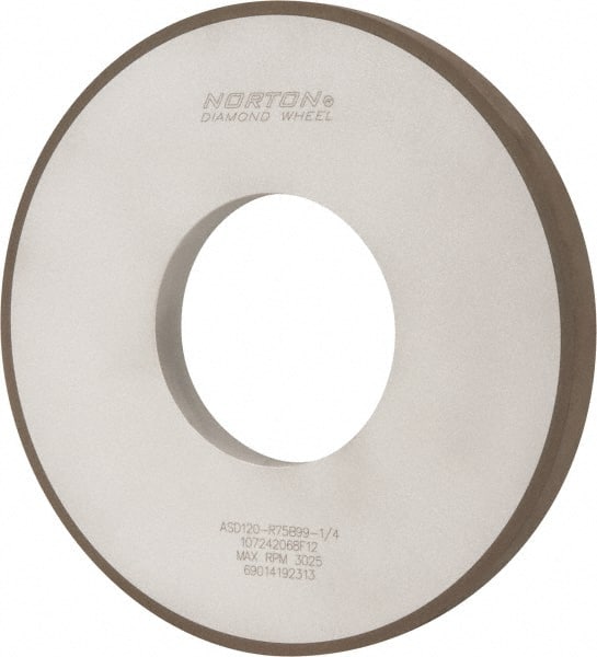 Norton - 12" Diam x 5" Hole x 1" Thick, 120 Grit Surface Grinding Wheel - Diamond, Type 1A1, Fine Grade, Resinoid Bond - Exact Tooling