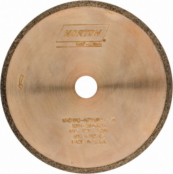 Norton - 4" Diam x 1/2" Hole, 180 Grit Surface Grinding Wheel - Diamond, Type 1A1R, Medium Grade - Exact Tooling