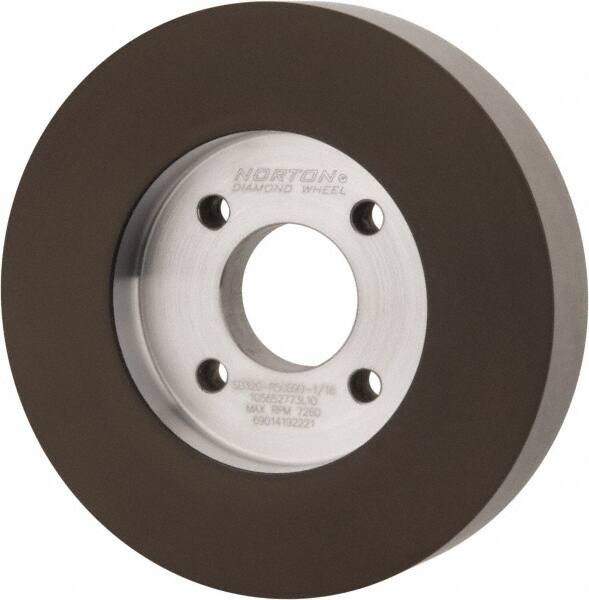 Norton - 5" Diam, 1-1/4" Hole Size, 1" Overall Thickness, 320 Grit, Type 6 Tool & Cutter Grinding Wheel - Extra Fine Grade, Diamond, Resinoid Bond - Exact Tooling