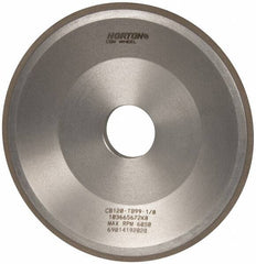 Norton - 6" Diam, 1-1/4" Hole Size, 3/4" Overall Thickness, 120 Grit, Type 12 Tool & Cutter Grinding Wheel - Fine Grade, CBN, Resinoid Bond - Exact Tooling