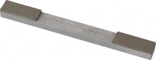 Norton - Very Fine & Extra Fine, 1" Length of Cut, Double End Diamond Hone - 220 & 320 Grit, 3/8" Wide x 1/4" High x 4" OAL - Exact Tooling