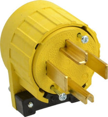Pass & Seymour - 125/250 VAC, 30 Amp, 14-30P NEMA, Angled, Ungrounded, Specification Grade Plug - 3 Pole, 4 Wire, Yellow - Exact Tooling