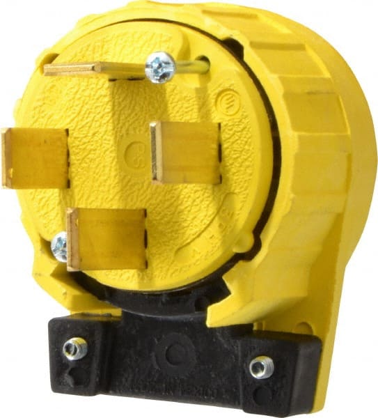 Pass & Seymour - 120/208 VAC, 60 Amp, 18-60P NEMA, Angled, Ungrounded, Specification Grade Plug - 4 Pole, 4 Wire, Yellow - Exact Tooling