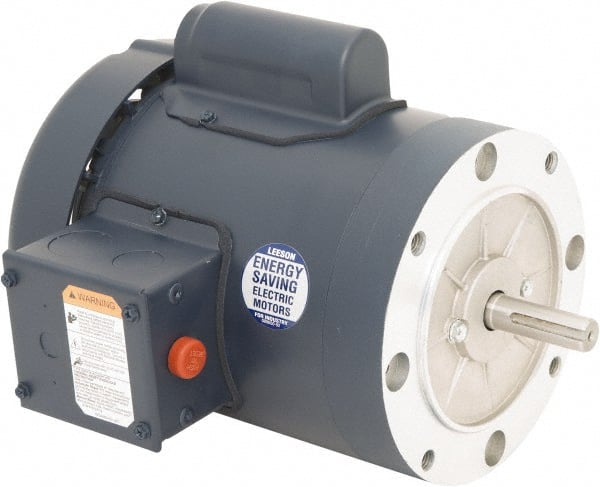 Leeson - 1/3 Max hp, 1,500 Max RPM, Electric AC DC Motor - 110/220 V Input, Single Phase, 56C Frame, 5/8" Shaft Diam, C-Face Mount, TEFC Enclosure - Exact Tooling