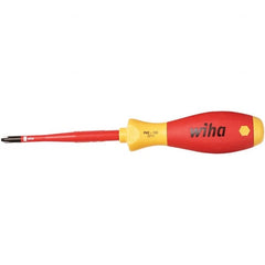 Wiha - #2, 8-19/64" OAL, Insulated Phillips Screwdriver - 3-15/16" Blade Length, Straight Shank, Acetate Handle - Exact Tooling