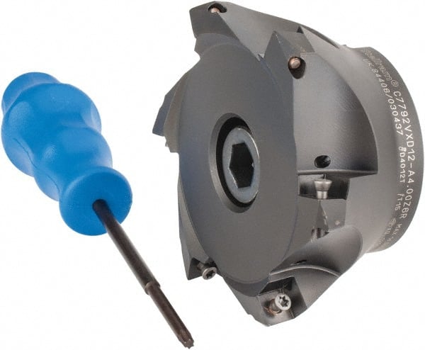 Kennametal - 4" Cut Diam, 0.098" Max Depth, 1-1/4" Arbor Hole, 6 Inserts, XD 12 Insert Style, Indexable Copy Face Mill - C7792VXD12-A4.00Z06R Cutter Style, 1.97" High, Through Coolant, Series 7792 - Exact Tooling