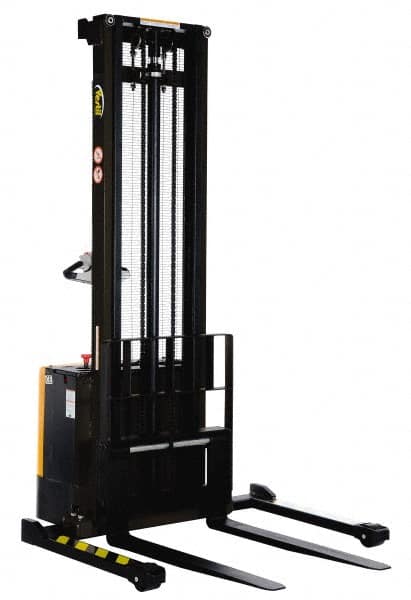 Vestil - 2,000 Lb Capacity, 150" Lift Height, Battery Powered Stacker - 2-1/8" Lowered Height, 42-1/4" Fork Length, 57-7/8" Overall Width - Exact Tooling