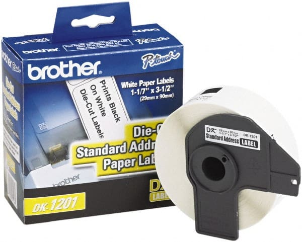 Brother - 1.1" Wide x 3-1/2" Long, White Paper Shipping Label - For PC Label Printers - Exact Tooling
