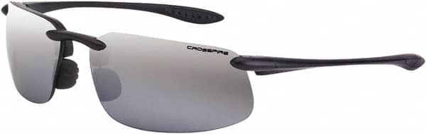 CrossFire - Silver Mirror Lenses, Framed Safety Glasses - Scratch Resistant, Black Frame, Size Universal, Wrap Around - Exact Tooling