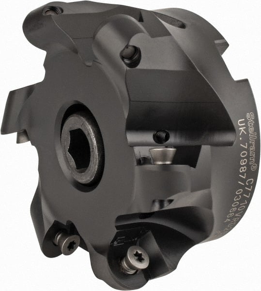 Kennametal - 4" Cut Diam, 0.394" Max Depth, 1-1/4" Arbor Hole, 6 Inserts, RD 20 Insert Style, Indexable Copy Face Mill - C7710VRD20A4.00Z06R Cutter Style, 1.969" High, Through Coolant, Series 7710 - Exact Tooling