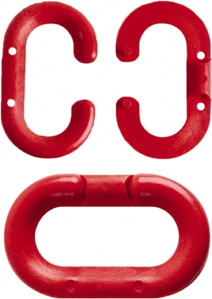 NMC - 2" High x 1/4" Long x 4" Wide Barrier Connecting Link - Plastic, Uncoated, Red, Use with Plastic Chain - Exact Tooling