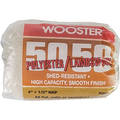 Wooster Brush - 1/2" Nap, 4" Wide Paint Roller - Semi-Rough Texture, Wool/Poly Blend - Exact Tooling