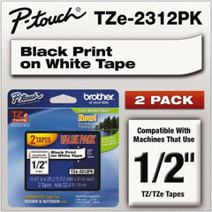 Brother - 1/2" Wide x 314.4" Long, White Plastic/Paper Tape Cassette - For Label Maker - Exact Tooling