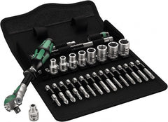 Wera - 28 Piece 1/4" Drive Standard Socket Set - 6 Points, 3/16 to 1/2", T10 to T40 Torx, Inch Measurement Standard - Exact Tooling