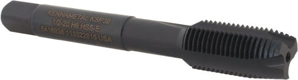 Kennametal - 1/2-20, 3 Flute, Oxide Finish, Vanadium High Speed Steel Spiral Point Tap - Plug Chamfer, Right Hand Thread, 3-3/8" OAL, 23.9mm Thread Length, 9.32mm Shank Diam, Series GOtap - Exact Tooling
