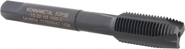 Kennametal - 1/2-20, 3 Flute, Oxide Finish, Vanadium High Speed Steel Spiral Point Tap - Plug Chamfer, Right Hand Thread, 3-3/8" OAL, 23.9mm Thread Length, 9.32mm Shank Diam, 3B Class of Fit, Series GOtap - Exact Tooling