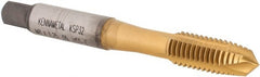 Kennametal - M8x1.25, 3 Flute, TiCN/TiN Finish, Vanadium High Speed Steel Spiral Point Tap - Plug Chamfer, Right Hand Thread, 2-23/32" OAL, 17.5mm Thread Length, 8.08mm Shank Diam, 6H Class of Fit, Series GOtap - Exact Tooling