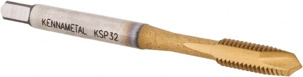 Kennametal - M5x0.80, 2 Flute, TiCN/TiN Finish, Vanadium High Speed Steel Spiral Point Tap - Plug Chamfer, Right Hand Thread, 2-3/8" OAL, 12.7mm Thread Length, 4.93mm Shank Diam, 6H Class of Fit, Series GOtap - Exact Tooling