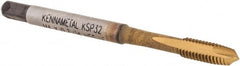 Kennametal - M4x0.70, 2 Flute, TiCN/TiN Finish, Vanadium High Speed Steel Spiral Point Tap - Plug Chamfer, Right Hand Thread, 2-1/8" OAL, 9.7mm Thread Length, 4.27mm Shank Diam, 6H Class of Fit, Series GOtap - Exact Tooling