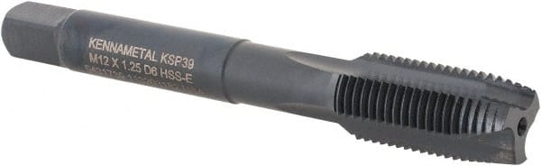 Kennametal - M12x1.25, 3 Flute, Oxide Finish, Vanadium High Speed Steel Spiral Point Tap - Plug Chamfer, Right Hand Thread, 3-3/8" OAL, 23.9mm Thread Length, 9.32mm Shank Diam, Series GOtap - Exact Tooling