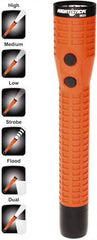 Bayco - LED Bulb, Industrial/Tactical Flashlight - Orange Polycarbonate Body, Integrated Batteries - Exact Tooling