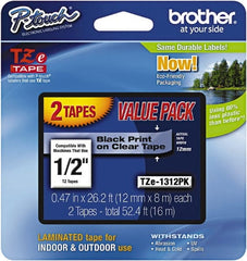 Brother - 1/2" Wide x 314.4" Long, Clear Plastic/Paper Tape Cassette - For Label Maker - Exact Tooling