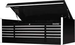 EXTREME TOOLS - 1 Compartment 15 Drawer Top Tool Chest - 72" Wide x 30" Deep x 26-1/4" High, Steel, Black - Exact Tooling
