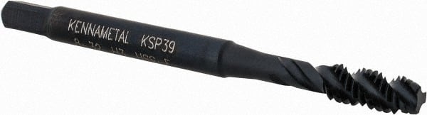 Kennametal - #8-32 3 Flute 2B Modified Bottoming Spiral Flute Tap - Vanadium High Speed Steel, Oxide Finish, 2-1/8" OAL, Right Hand Flute, Right Hand Thread, H3, Series GOtap\xAE - Exact Tooling