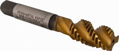Kennametal - 9/16-12 3 Flute Modified Bottoming Spiral Flute Tap - Vanadium High Speed Steel, TiCN/TiN Finish, 3-19/32" OAL, Right Hand Flute, Right Hand Thread, H3, Series GOtap\xAE - Exact Tooling