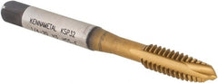 Kennametal - 1/4-20, 3 Flute, TiCN/TiN Finish, Vanadium High Speed Steel Spiral Point Tap - Plug Chamfer, Right Hand Thread, 2-1/2" OAL, 16mm Thread Length, 6.48mm Shank Diam, 3B Class of Fit, Series GOtap - Exact Tooling