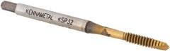 Kennametal - #6-32, 2 Flute, TiCN/TiN Finish, Vanadium High Speed Steel Spiral Point Tap - Plug Chamfer, Right Hand Thread, 2" OAL, 9.7mm Thread Length, 3.58mm Shank Diam, 2B Class of Fit, Series GOtap - Exact Tooling