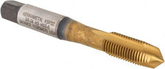 Kennametal - 3/8-24, 3 Flute, TiCN/TiN Finish, Vanadium High Speed Steel Spiral Point Tap - Plug Chamfer, Right Hand Thread, 2-15/16" OAL, 19.1mm Thread Length, 9.68mm Shank Diam, 3B Class of Fit, Series GOtap - Exact Tooling