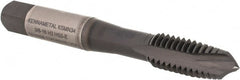 Kennametal - 3/8-16, 3 Flute, TiN/CrC/C Finish, Vanadium High Speed Steel Spiral Point Tap - Plug Chamfer, Right Hand Thread, 2-15/16" OAL, 19.1mm Thread Length, 9.68mm Shank Diam, 3B Class of Fit, Series GOtap - Exact Tooling
