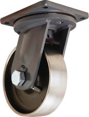 Hamilton - 10" Diam x 3" Wide x 13" OAH Top Plate Mount Swivel Caster - Forged Steel, 6,500 Lb Capacity, Tapered Roller Bearing, 8-1/2 x 8-1/2" Plate - Exact Tooling