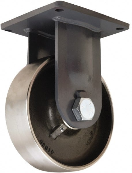 Hamilton - 10" Diam x 3" Wide x 13" OAH Top Plate Mount Rigid Caster - Forged Steel, 6,500 Lb Capacity, Tapered Roller Bearing, 8-1/2 x 8-1/2" Plate - Exact Tooling
