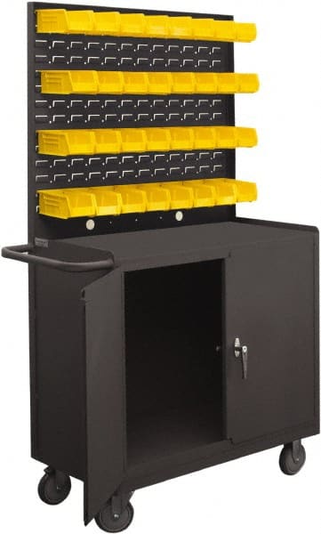 Durham - 1,200 Lb Capacity, 18" Wide x 36" Long x 68-1/4" High Mobile Cart - 2 Door, 1 Shelf, Steel, 2 Rigid/2 Swivel Casters - Exact Tooling