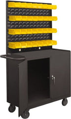 Durham - 1,200 Lb Capacity, 18" Wide x 36" Long x 68-1/4" High Mobile Cart - 2 Door, 1 Shelf, Steel, 2 Rigid/2 Swivel Casters - Exact Tooling