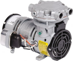 Gast - 1/6 hp, 0.8 CFM, 100 Max psi Piston Vacuum & Compressor Pump - 26 Hg/In, 110/115-1 Volt, 7.98" Long x 5.71" Wide x 5.97" High - Exact Tooling
