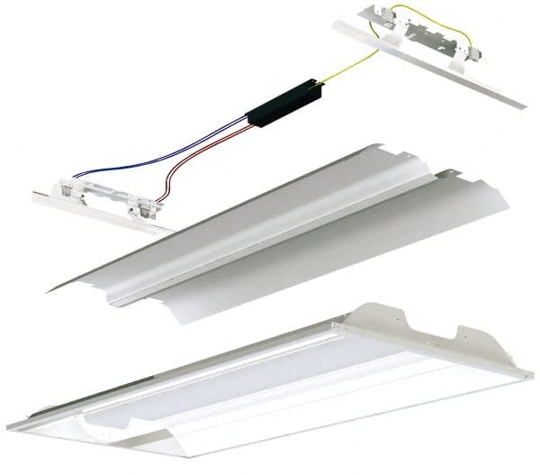 Cooper Lighting - 2 Lamp, 32 Watts, 2 x 2', Electronic Start Troffer Light Fixture Retrofit Kit - White Fluorescent Lamp - Exact Tooling