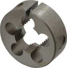 Irwin Hanson - 1/2-20 UNF Thread, 1" Outside Diam Carbon Steel Round Die - 3/8" Thick, Left Hand Thread, Adjustable - Exact Tooling