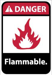 NMC - Danger - Flammable, Aluminum Fire Sign - 10" Wide x 14" High - Exact Tooling
