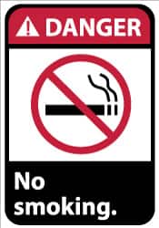 NMC - "Danger - No Smoking", 14" Long x 10" Wide, Aluminum Safety Sign - Rectangle, 0.04" Thick, Use for Accident Prevention - Exact Tooling