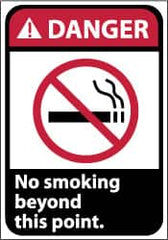 NMC - "Danger - No Smoking Beyond This Point", 14" Long x 10" Wide, Aluminum Safety Sign - Rectangle, 0.04" Thick, Use for Accident Prevention - Exact Tooling