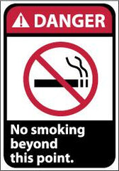 NMC - "Danger - No Smoking Beyond This Point", 10" Long x 7" Wide, Pressure-Sensitive Vinyl Safety Sign - Rectangle, 0.004" Thick, Use for Accident Prevention - Exact Tooling