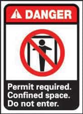 NMC - "Danger - Permit Required - Confined Space - Do Not Enter", 14" Long x 10" Wide, Rigid Plastic Safety Sign - Rectangle, 0.05" Thick, Use for Accident Prevention - Exact Tooling